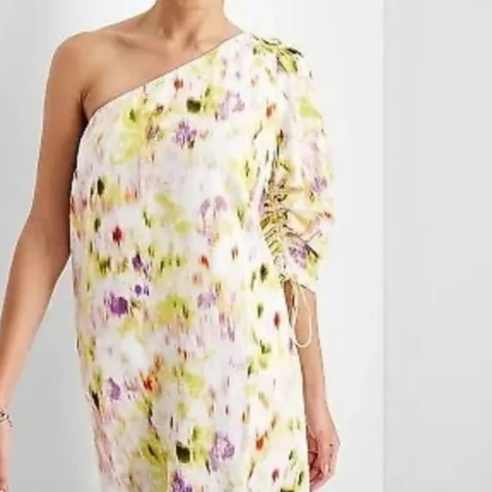 Future Collective Chic One-Shoulder Floral linen Dress
